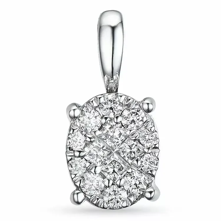 Diamant hanger in 14 caraat witgoud 0,15 ct 0,08 ct
