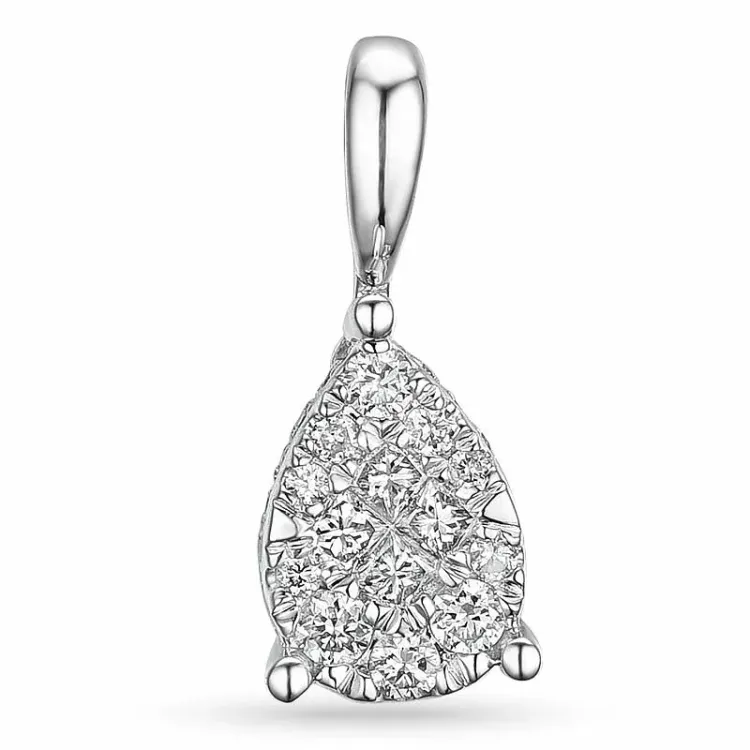 Diamant hanger in 14 caraat witgoud 0,14 ct 0,08 ct