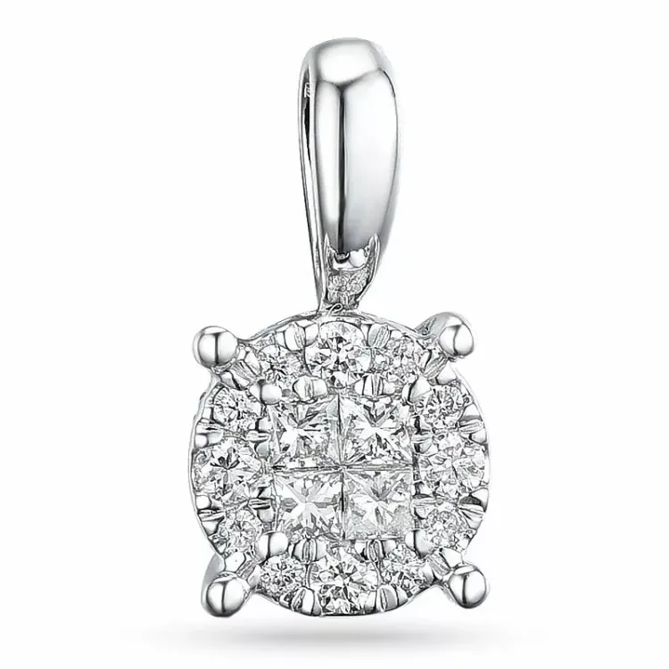 diamant hanger in 14 caraat witgoud 0,12 ct 0,08 ct