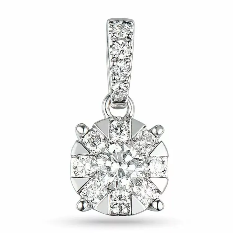 Rond diamanten hanger in 14 caraat witgoud 0,10 ct 0,14 ct