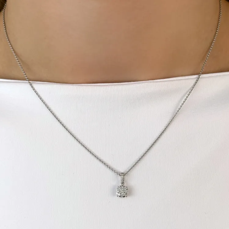 Rond diamanten hanger in 14 caraat witgoud 0,10 ct 0,14 ct