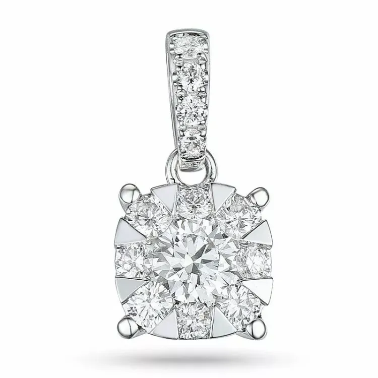 Rond diamanten hanger in 14 caraat witgoud 0,15 ct 0,18 ct