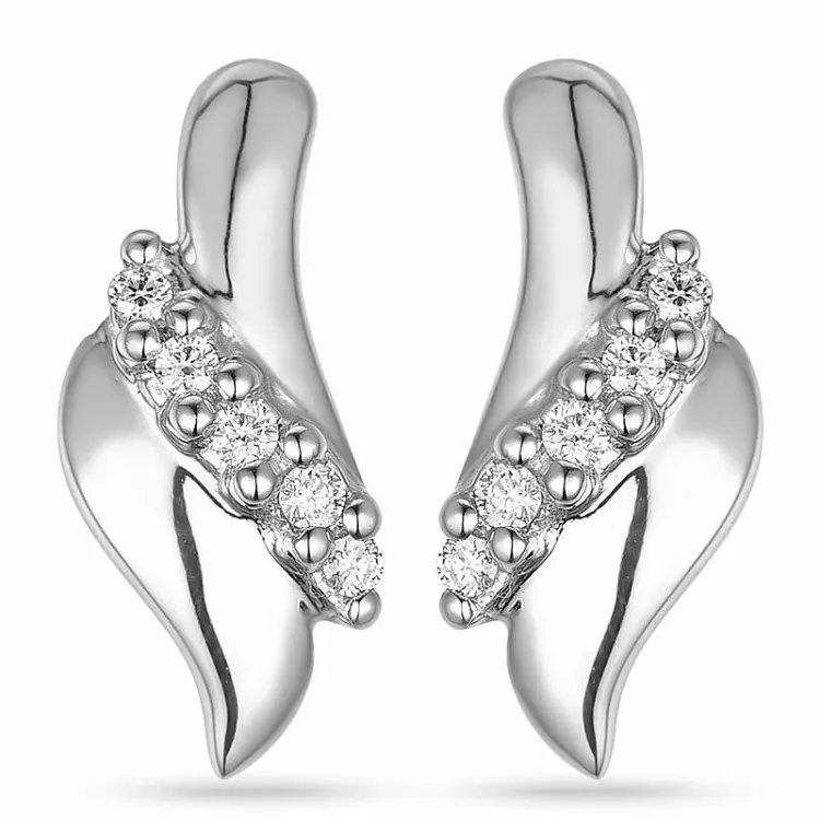 Diamant oorbellen in 14 karaat witgoud met diamanten