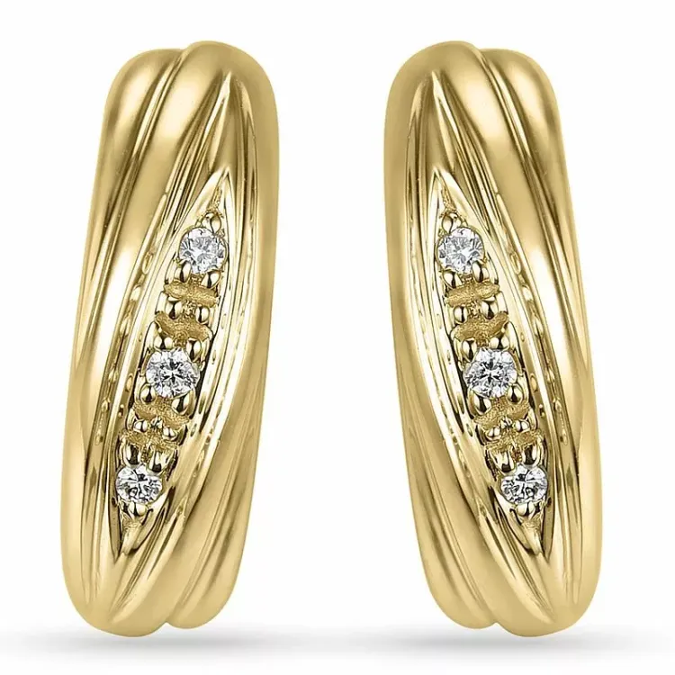 Diamant oorbellen in 14 karaat goud met diamanten