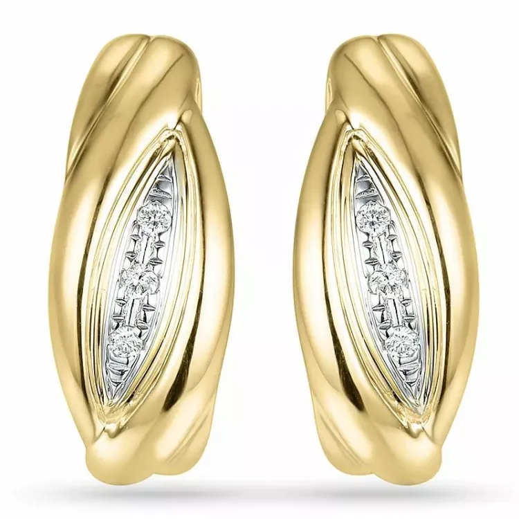 Diamant oorbellen in 14 karaat goud en witgoud met diamanten