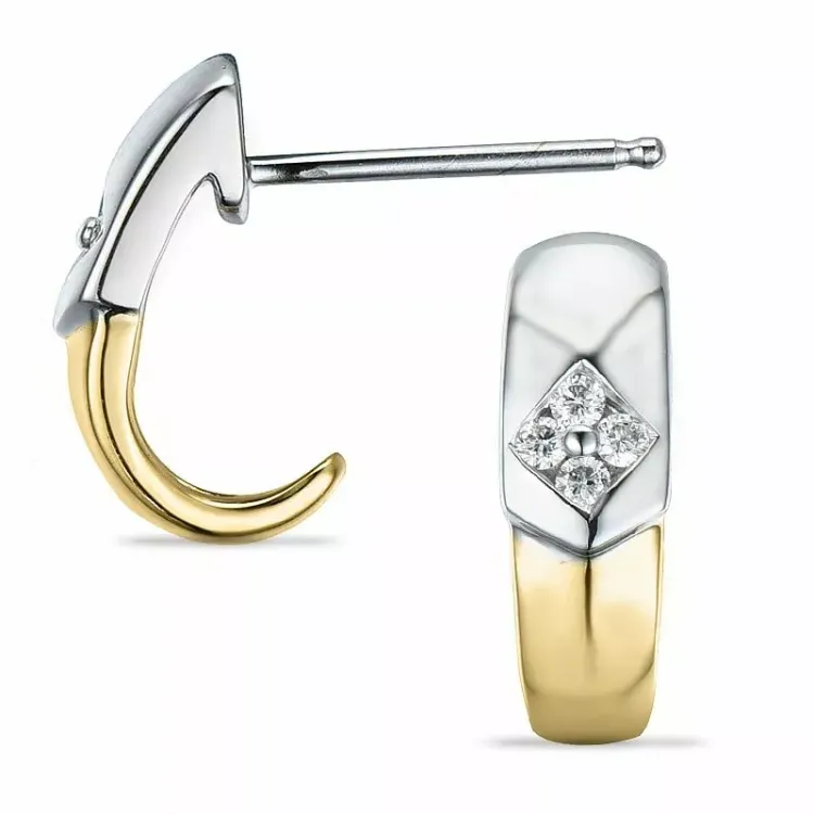 Diamant halfcreool in 14 karaat goud en witgoud met diamanten