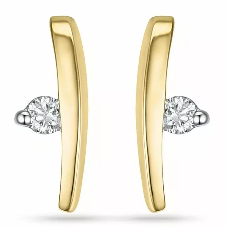 Diamant oorbellen in 14 karaat goud en witgoud met diamanten
