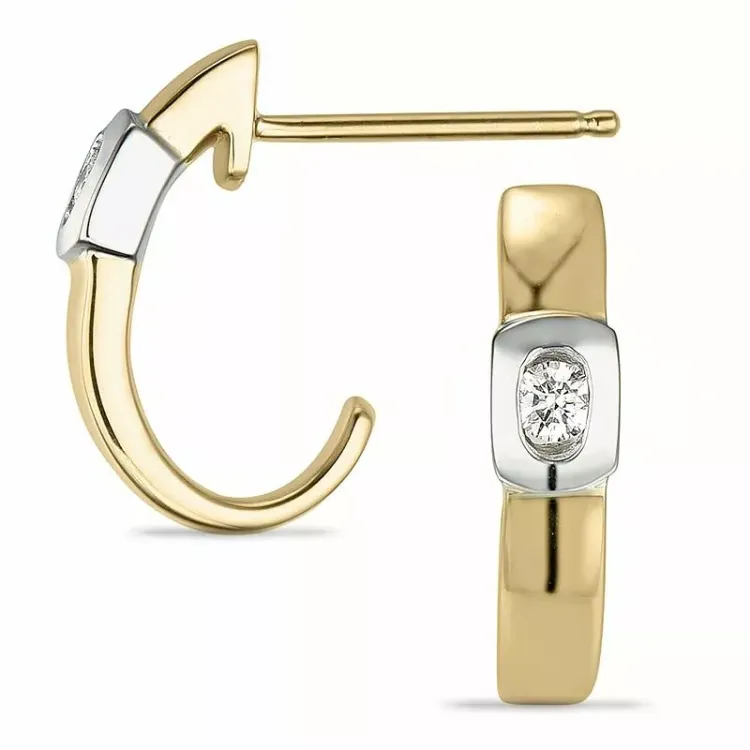 Diamant halfcreool in 14 karaat goud en witgoud met diamanten 