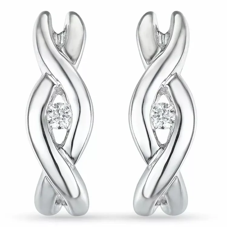 Diamant oorbellen in 14 karaat witgoud met diamanten 