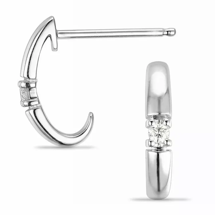 diamant halfcreool in 14 karaat witgoud met diamant