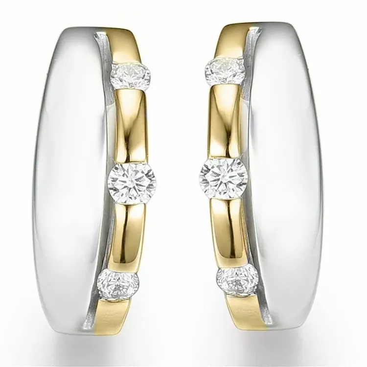 Diamant oorbellen in 14 karaat goud en witgoud met diamanten