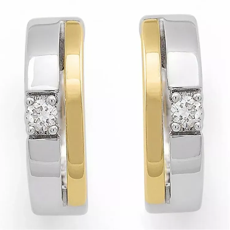 diamant creool in 14 karaat goud en witgoud met diamant