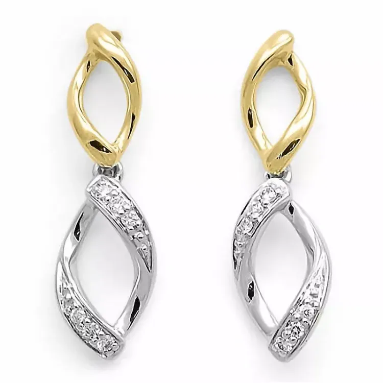 infinity diamant oorbellen in 14 karaat goud en witgoud met diamant