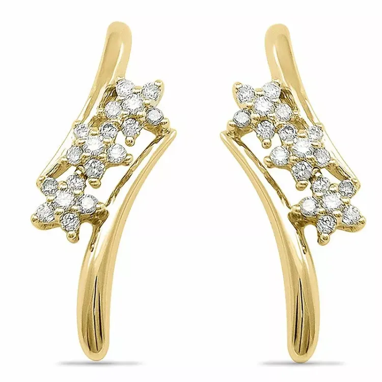 Bloem diamant oorbellen in 14 karaat goud met diamanten