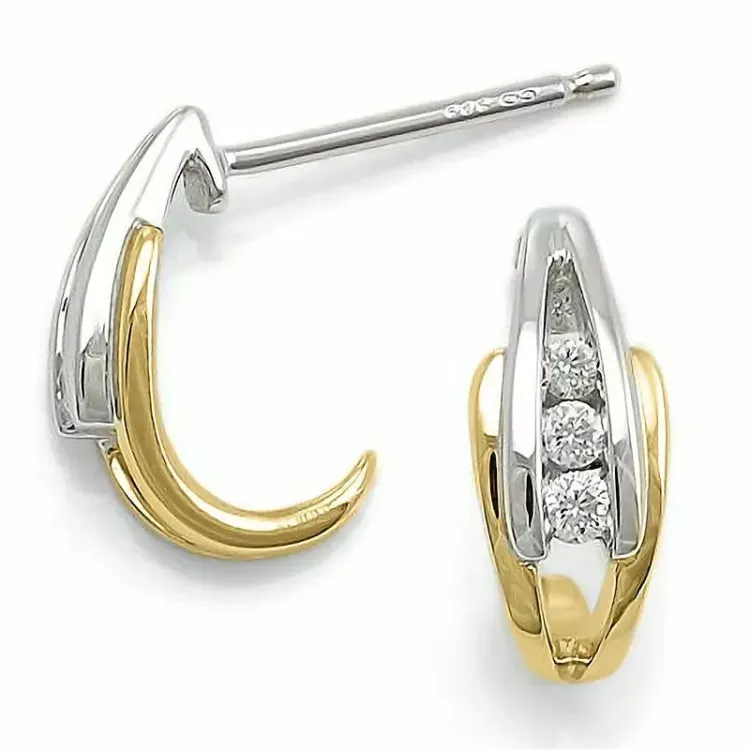 Diamant oorbellen in 14 karaat goud en witgoud met diamanten 