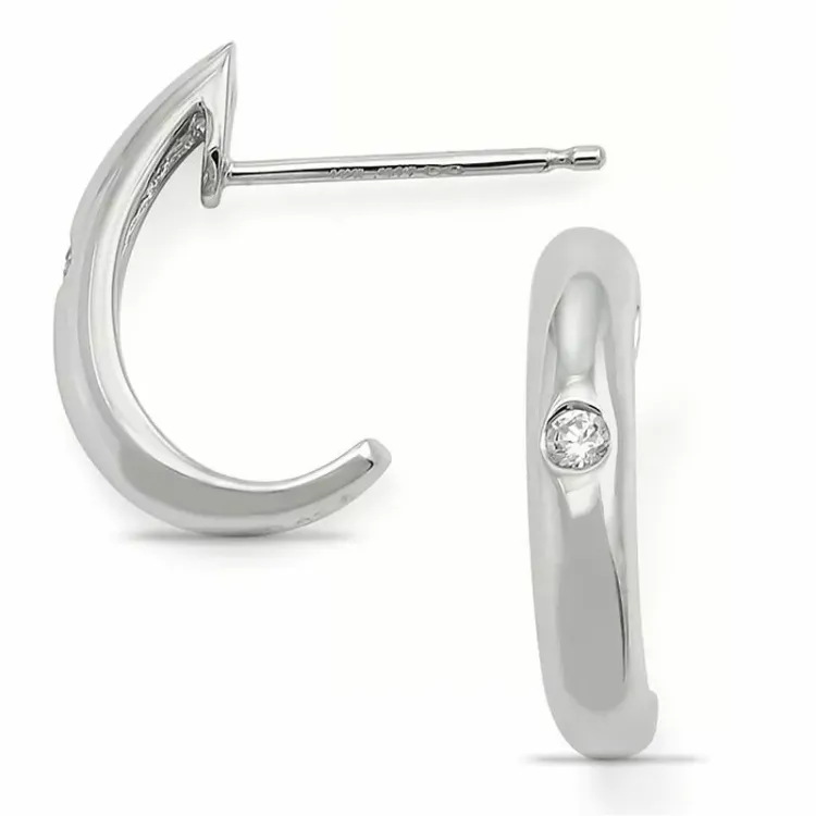 diamant halfcreool in 14 karaat witgoud met diamant 