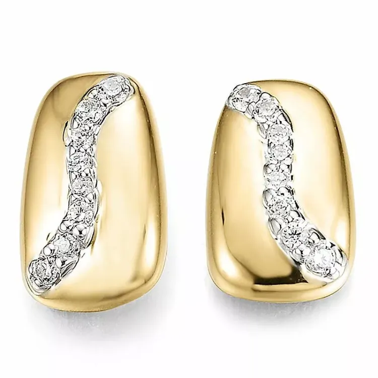 vierkant diamant oorbellen in 14 karaat goud en witgoud met diamant