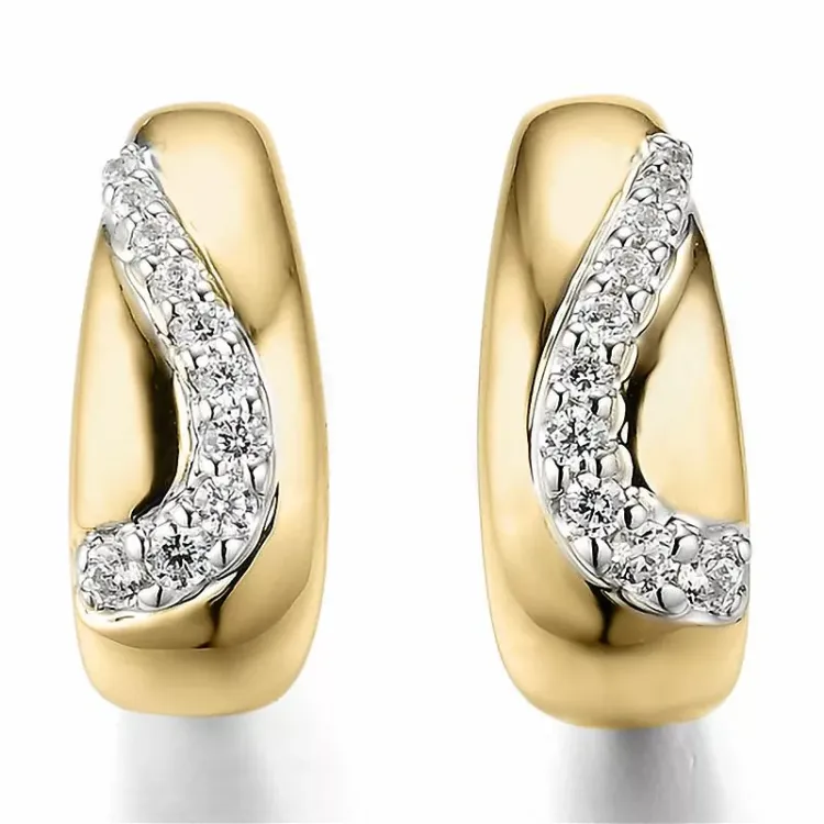 Diamant halfcreool in 14 karaat goud en witgoud met diamanten