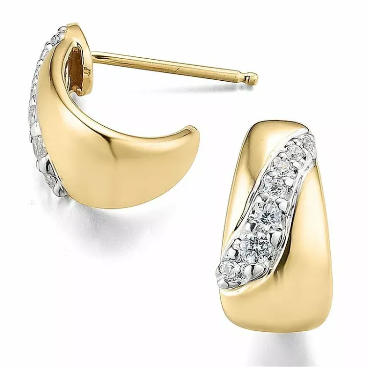 Diamant halfcreool in 14 karaat goud en witgoud met diamanten