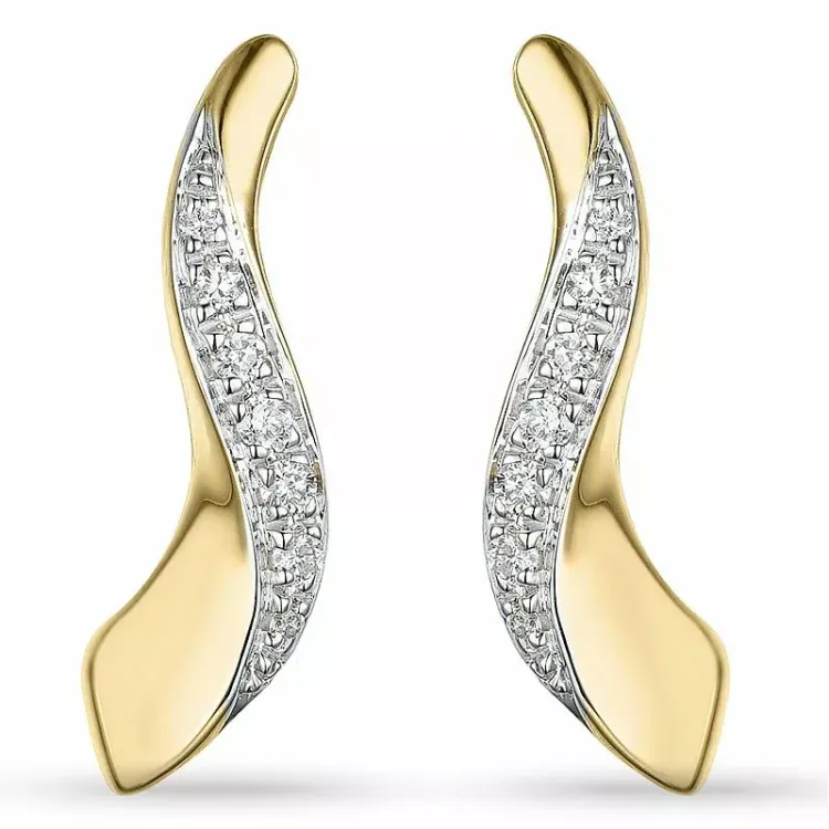 Diamant oorbellen in 14 karaat goud en witgoud met diamanten