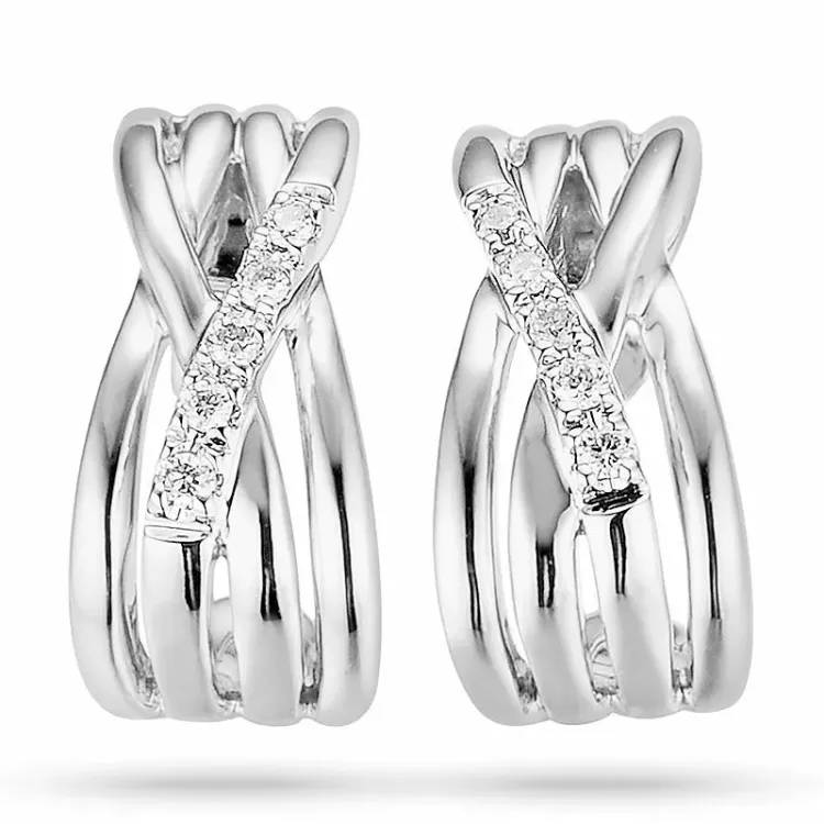 Diamant halfcreool in 14 karaat witgoud met diamanten