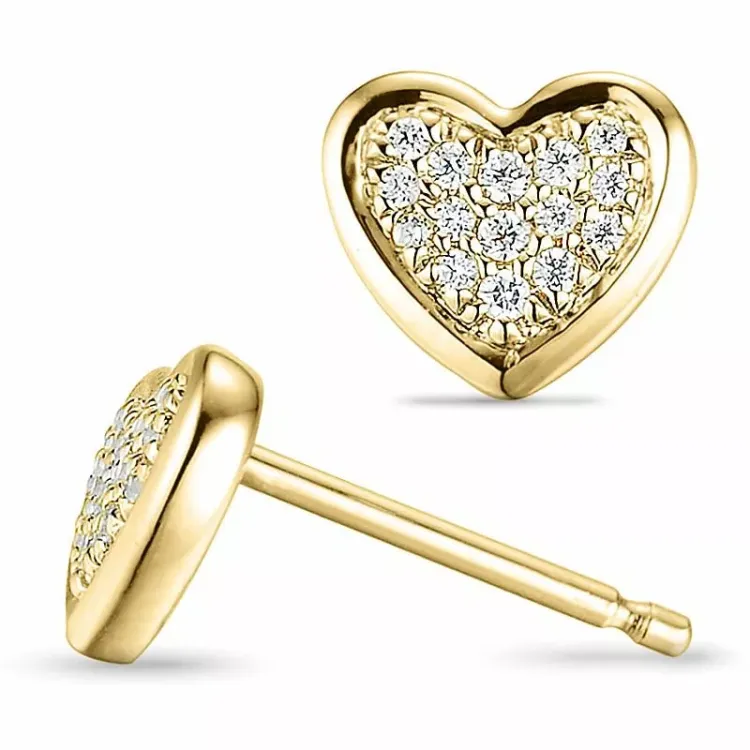 Hart diamant oorsteker in 14 karaat goud met diamanten