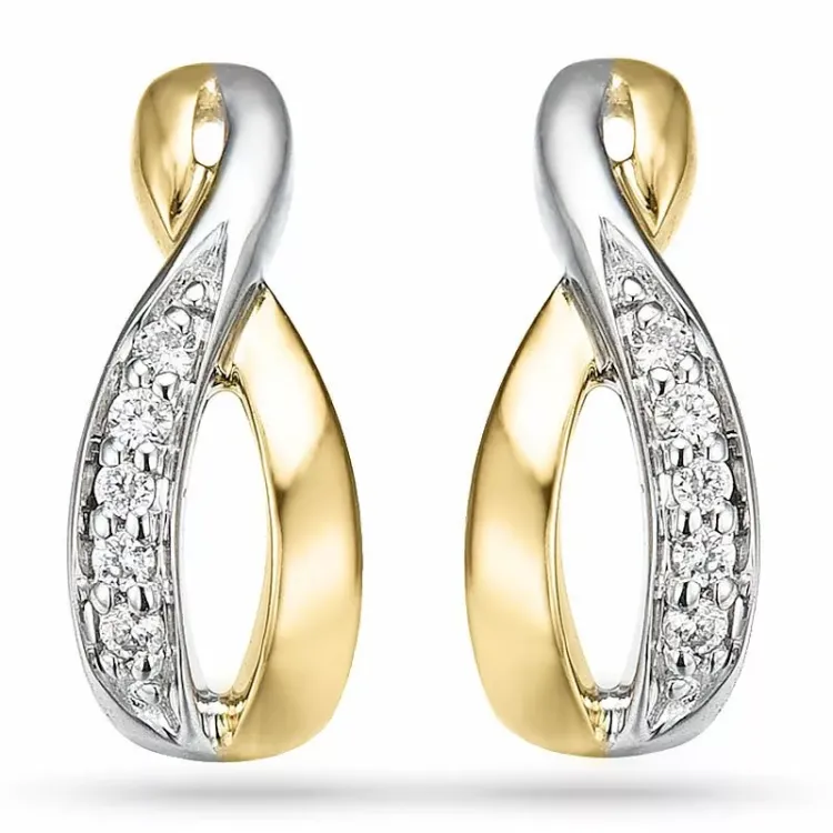 infinity diamant oorbellen in 14 karaat goud en witgoud met diamant