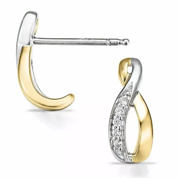 infinity diamant oorbellen in 14 karaat goud en witgoud met diamant