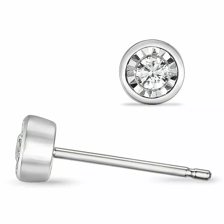 diamant solitaire oorbel in 14 karaat witgoud met diamant 