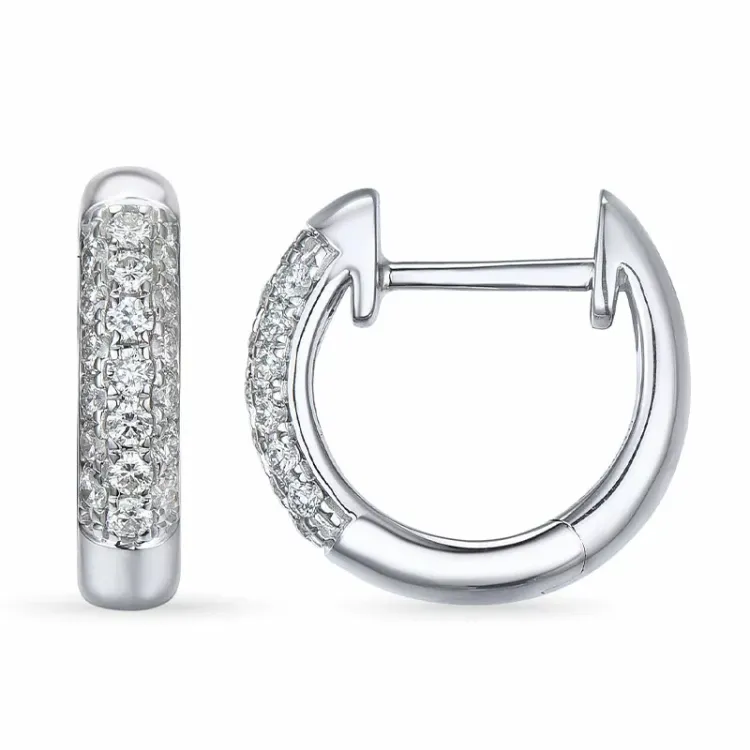 12 mm diamant creool in 14 karaat witgoud met diamant