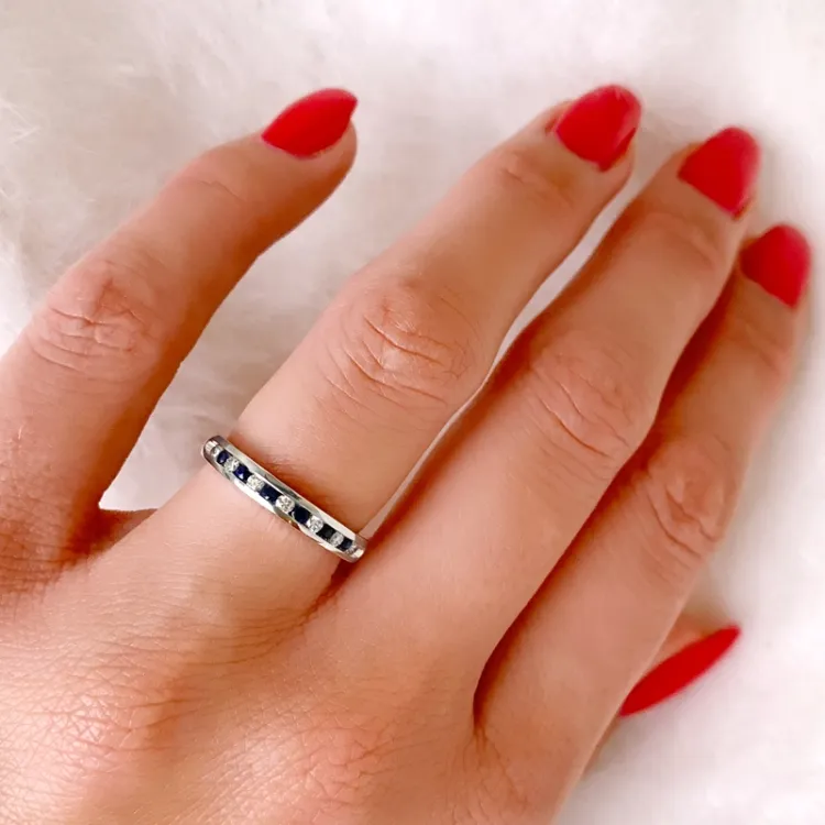 Saffier briljant ring in 14 karaat witgoud 0,17 ct 0,14 ct