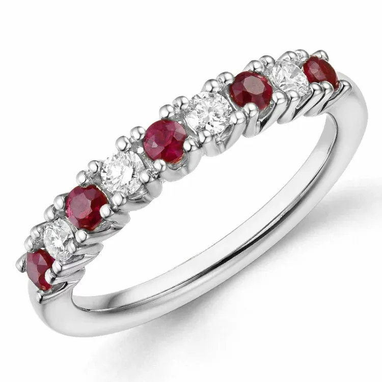 testsieraad robijn mémoire ring in 14 karaat witgoud 0,45 ct 0,24 ct