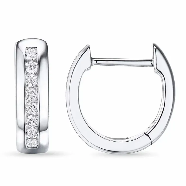 12 mm diamant creool in 14 karaat witgoud met diamant
