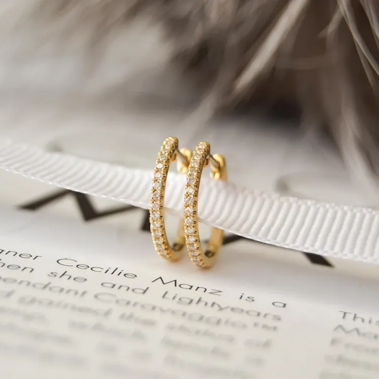 16 mm diamant creool in 14 karaat goud met diamant 