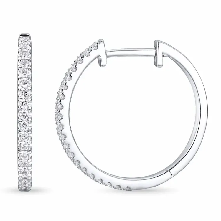 19 mm diamant creool in 14 karaat witgoud met diamant