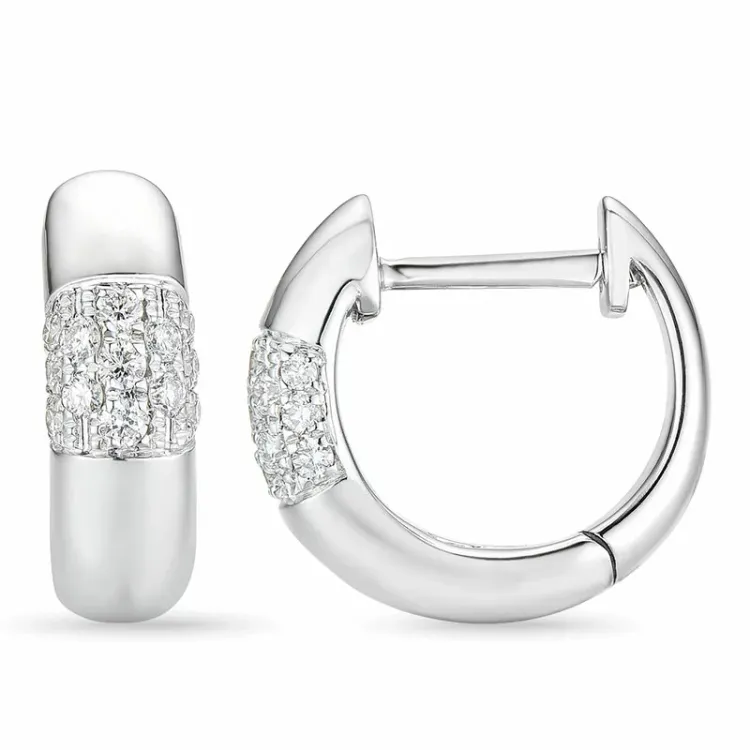 12 mm diamant creool in 14 karaat witgoud met diamant 