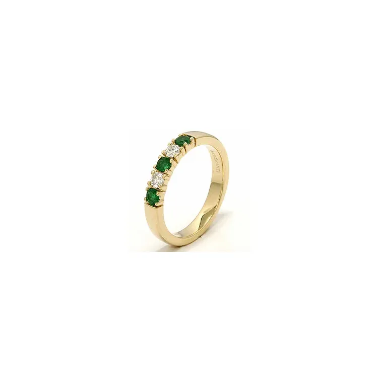 krachtige smaragd mémoire ring in 14 karaat goud 2 x 0,10 ct 