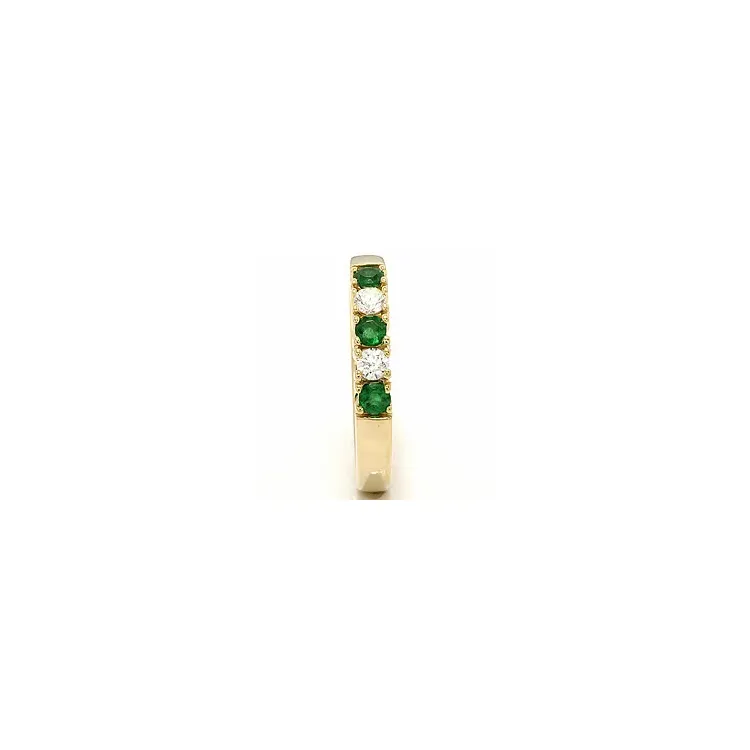 krachtige smaragd mémoire ring in 14 karaat goud 2 x 0,10 ct 