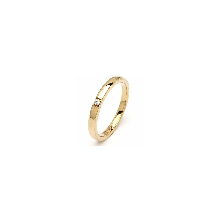 goud mémoire ring in 14 karaat goud 0,03 ct