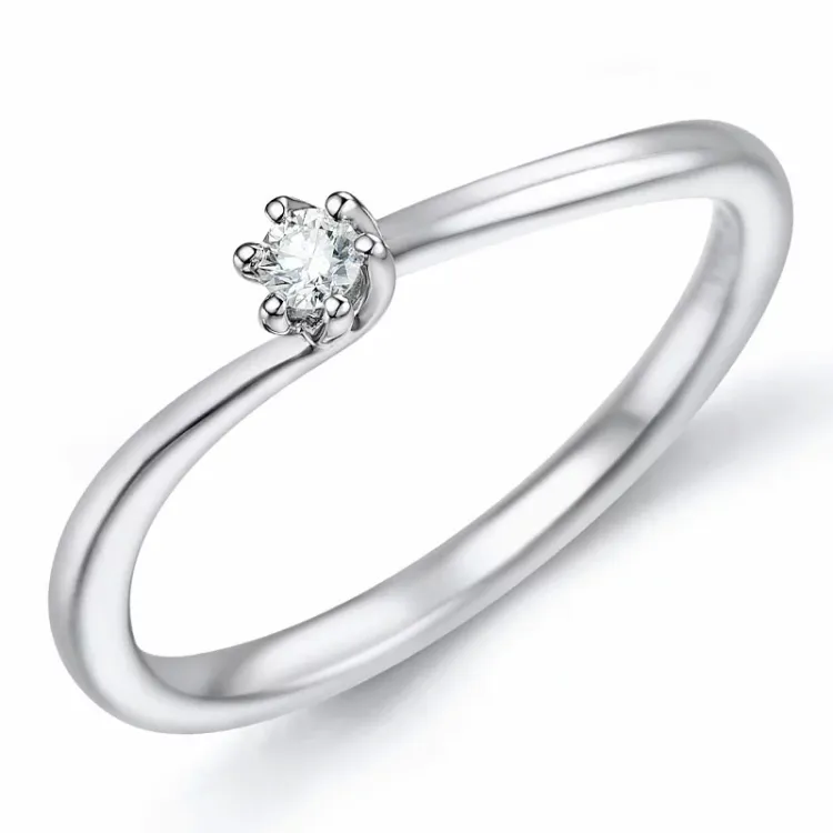 testsieraad diamant solitaire ring in 14 karaat witgoud 0,051 ct
