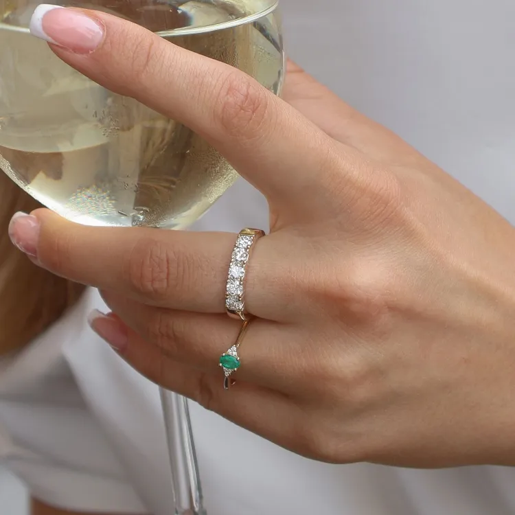 smaragd diamant ring in 14 karaat goud 0,25 ct 0,03 ct