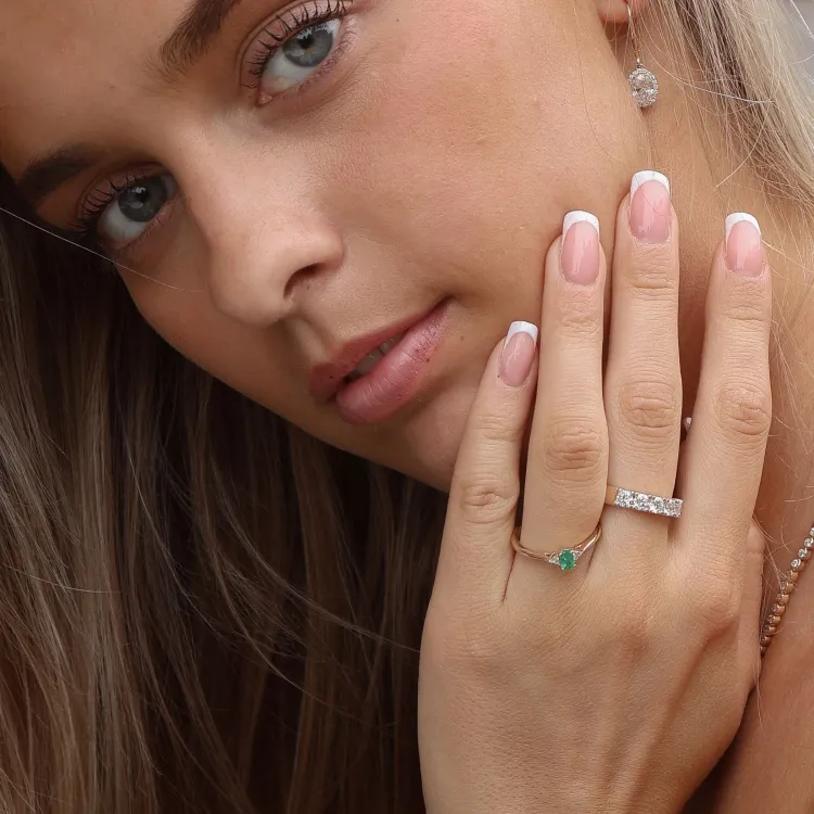 smaragd diamant ring in 14 karaat goud 0,25 ct 0,03 ct
