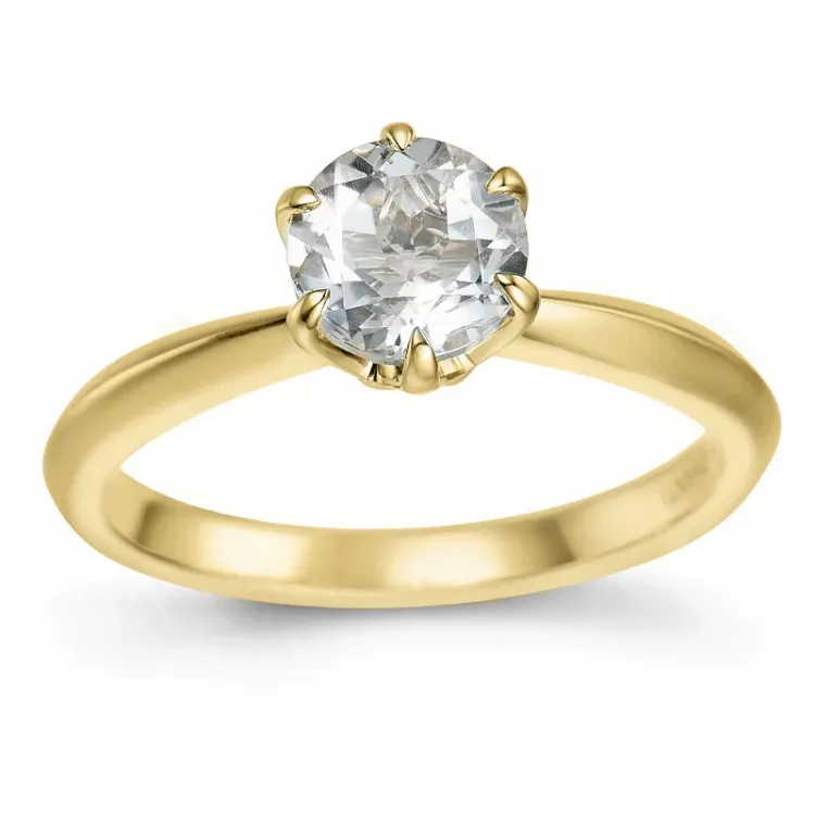 kwarts solitaire ring in 14 karaat goud 0,95 ct