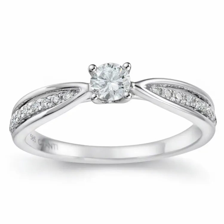 diamant ring in 14 karaat witgoud 0,20 ct 0,132 ct