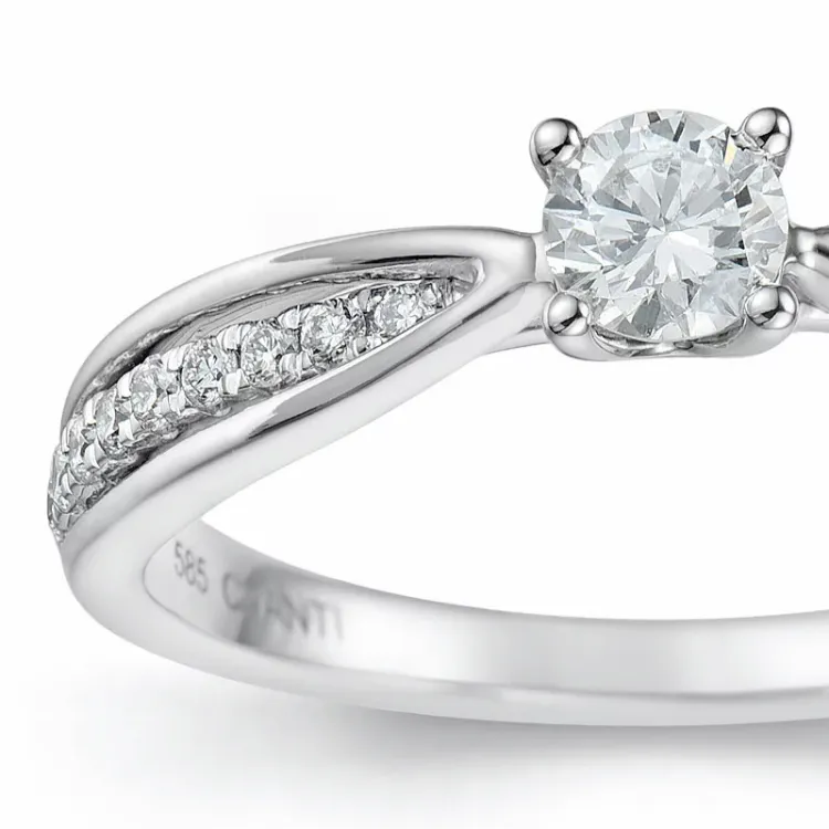 diamant ring in 14 karaat witgoud 0,20 ct 0,132 ct