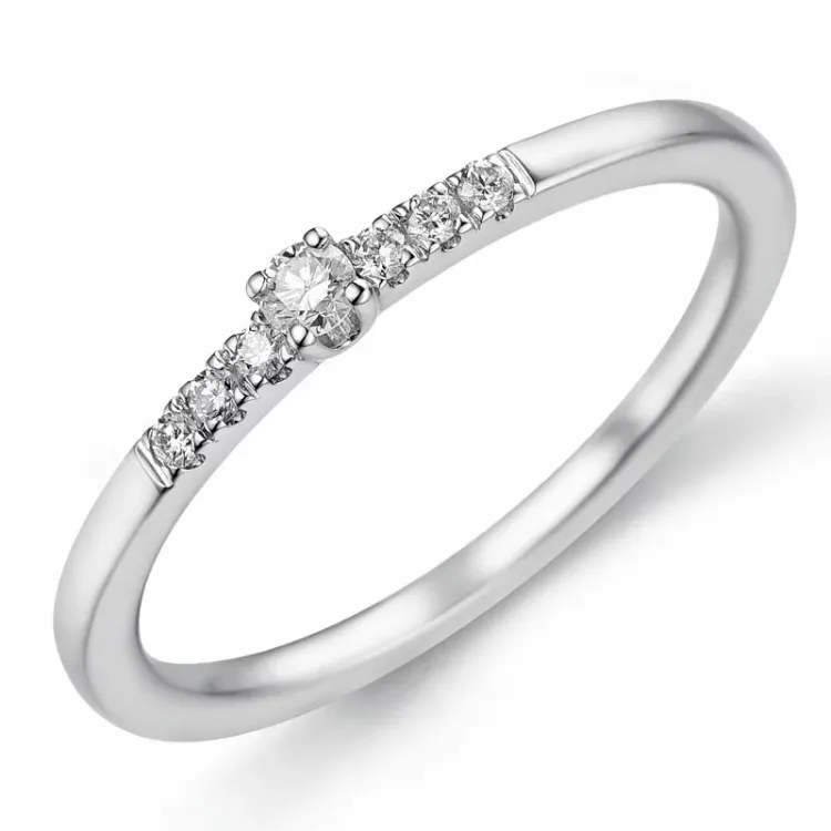 diamant ring in 14 karaat witgoud 0,04 ct 0,06 ct