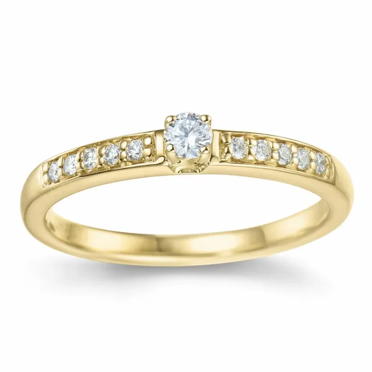 diamant ring in 14 karaat goud 0,20 ct