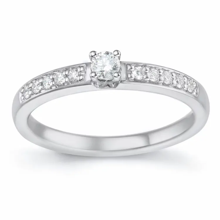 diamant ring in 14 karaat witgoud 0,20 ct