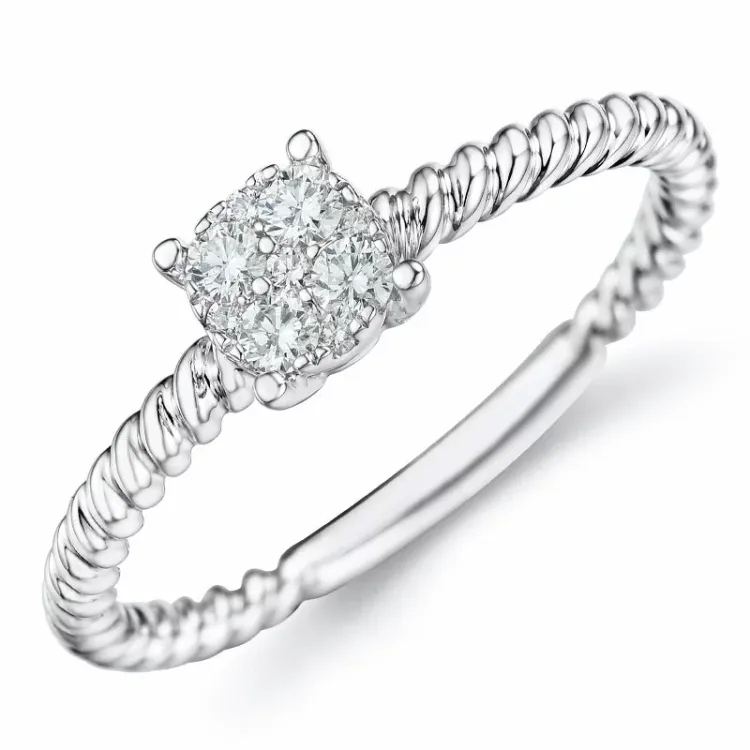 diamant ring in 14 karaat witgoud 0,17 ct