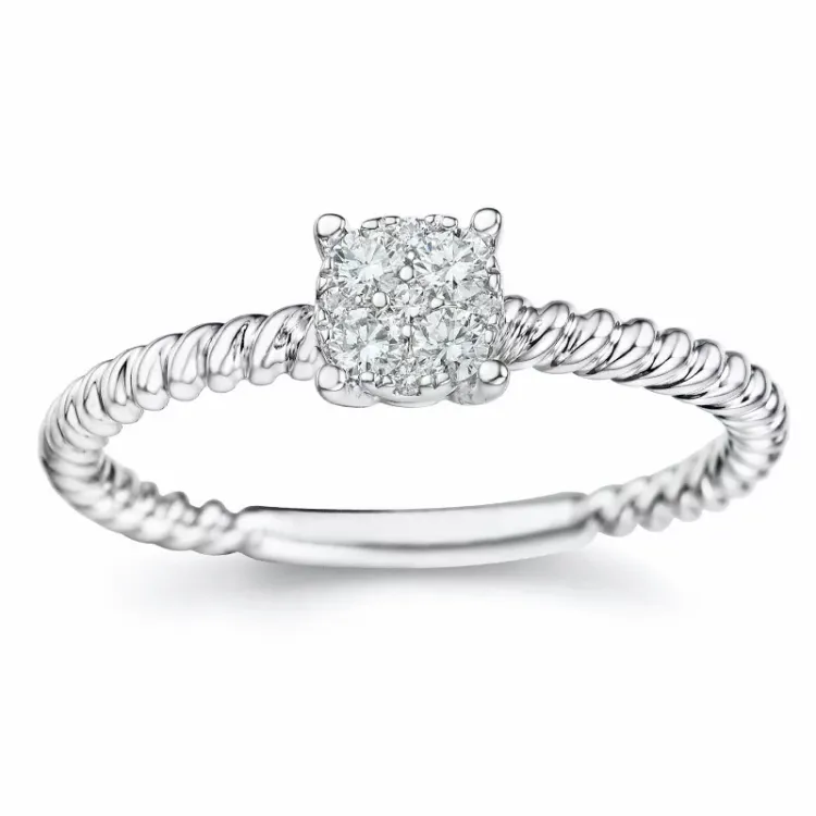 diamant ring in 14 karaat witgoud 0,17 ct